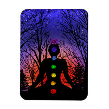 La meditación y los árboles en una noche estrellad