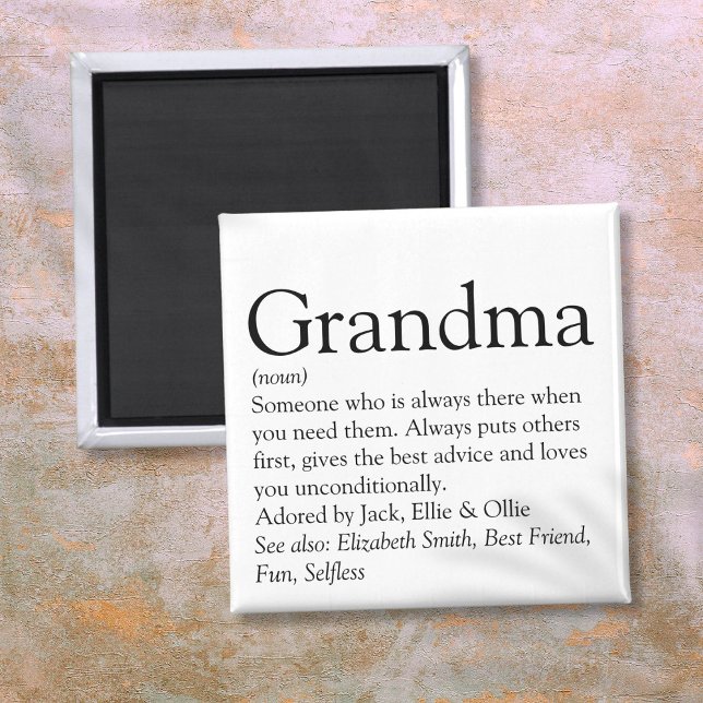 Imán La mejor abuela del mundo, definición de abuela (World's Best Ever Grandma, Grandmother Definition Magnet)