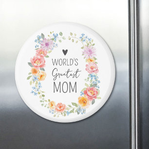 Imán La mejor mamá del mundo cita personalizada floral 