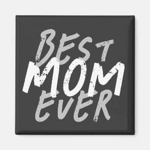 Imán La Mejor Mamá del Mundo Moderno Grunge Blanco y Gr