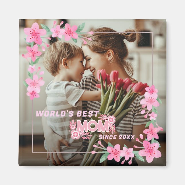 Imán LA MEJOR MAMÁ DEL MUNDO, Personalizado Fotorrealis (Frente)