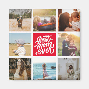 Imán La mejor mamá jamás Collage de fotos personalizado