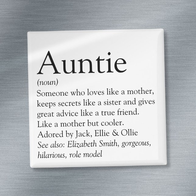 Imán La Mejor Tía del Mundo, Definición de Tía Querida (Fun Best Ever Aunt Auntie Definition Quote Magnet)