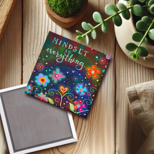 Imán La mentalidad es todo Inspirador floral moda (Subido por el creador)