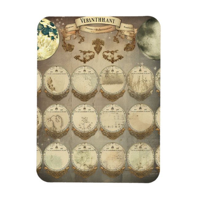 Imán La mística de la luna - Fases antiguas de la luna  (Vertical)