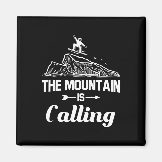 Imán La montaña llama regalo de snowboard (Frente)