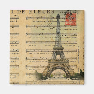 Imán la música del vintage observa la torre Eiffel de