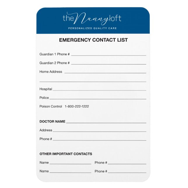 Imán La Nanny Loft Emergency Contact Magnet (Vertical)