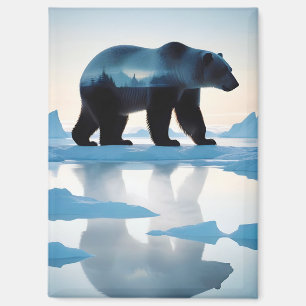 Imán La naturaleza animal del oso polar de doble exposi