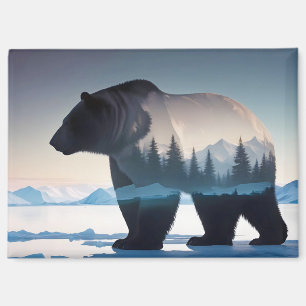 Imán La naturaleza animal del oso polar de doble exposi