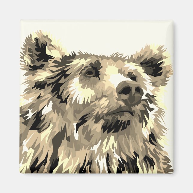 Imán La naturaleza del arte pop del oso pardo (Frente)