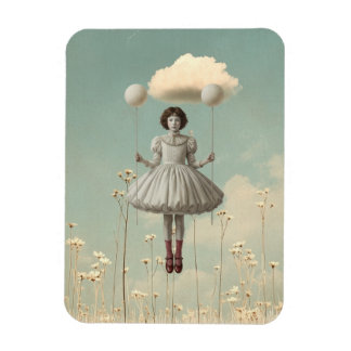 Imán La niña y su nube | Arte de cuento surrealista