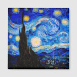 Imán La noche estrellada de Vincent Van Gogh<br><div class="desc">Vincent Van Gogh La Noche Estelar. Esta es una antigua obra maestra del pintor holandés Vincent Van Gogh. Esta bonita pintura del paisaje artístico tiene un color bonito,  vibrante y saturado. Vincent Van Gogh fue un pintor impresionista de post holandés. Esta imagen es de dominio público</div>