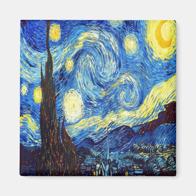 Imán La noche estrellada de Vincent van Gogh 1889 (Frente)