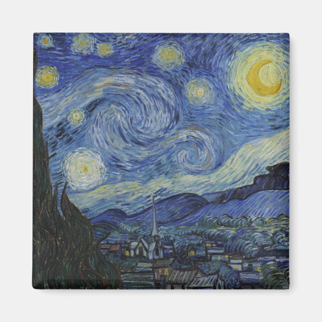 Imán La noche estrellada (Vincent van Gogh) (arte famos (Frente)