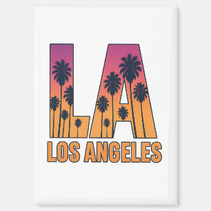 Imán La Palm Trees Sunset Retro Design