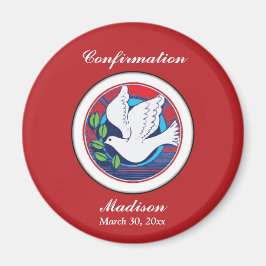 Imán La paloma colorida de la confirmación sobre fondo 