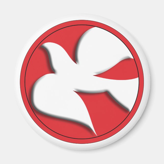 Imán La paloma de la confirmación en el círculo rojo (Frente)