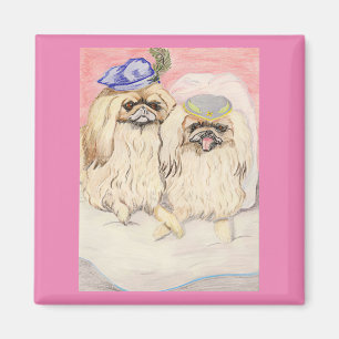 Imán La pareja pekingesa