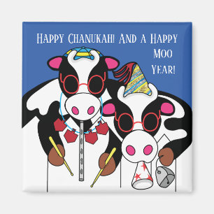 Imán ¡La Plaza del Magnet Hanukkah Feliz Año Moo!