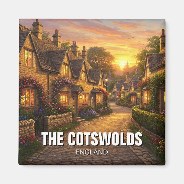Imán La postal del pueblo Cotswolds (Frente)