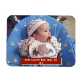 Imán La primera foto personalizada de Navidad del bebé