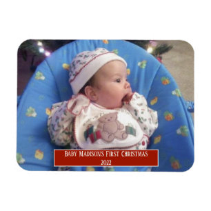Imán La primera foto personalizada de Navidad del bebé