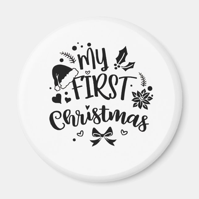 Imán La primera Navidad de bebé Familia Coordinada  (Frente)