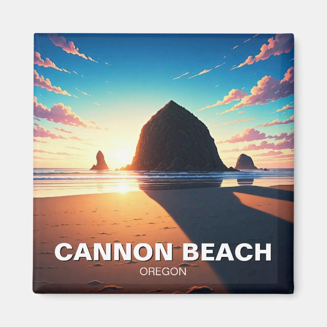 Imán La puesta de sol de Cannon Beach Oregon (Frente)