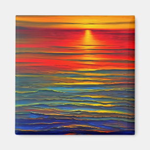 Imán La puesta de sol del océano de manera abstracta