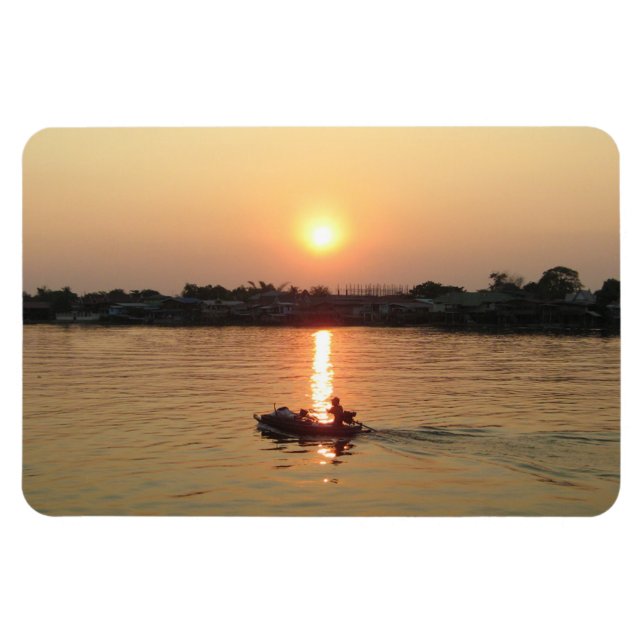 Imán La puesta de sol del río Chao Phraya ... Ayutthaya (Horizontal)