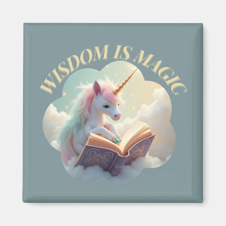 Imán La Sabiduría Es Magia - Cute Unicornio