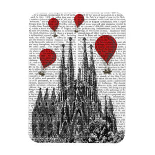Imán La Sagrada Familia y los globos rojos al aire libr