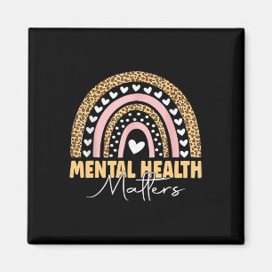 Imán La salud mental importa Leopard Boho Rainbow Aware