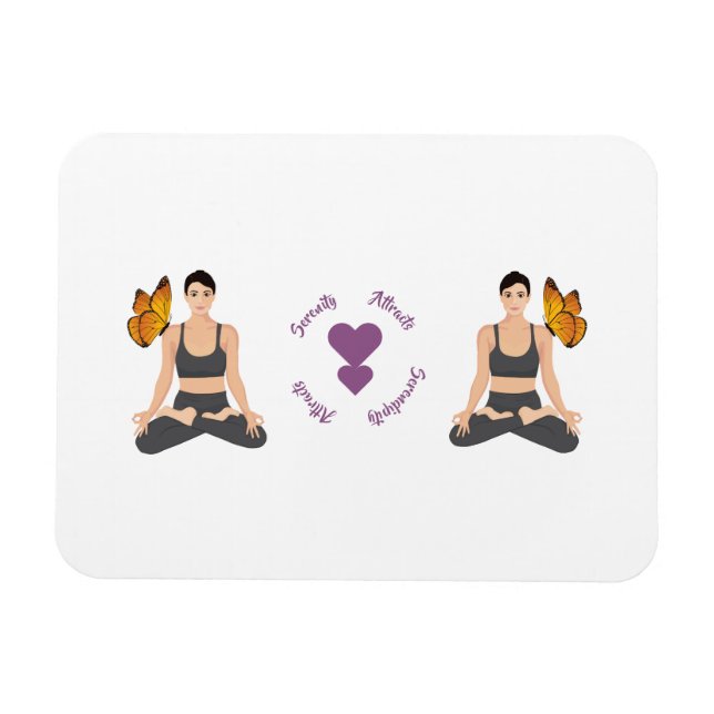 Imán La serenidad atrae el amor de las mariposas de yog (Horizontal)