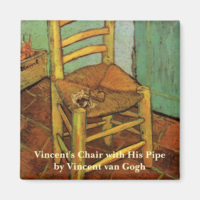 Imán La silla de Vincent con su pipa por Vincent van Go (Frente)