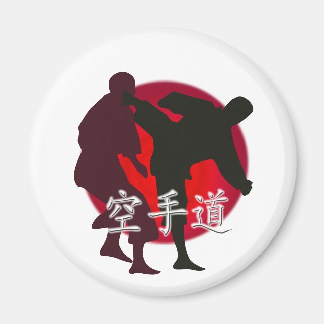 Imán La silueta de la pelea de Karate, el fondo del cír (Frente)