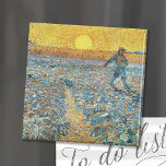Imán La Sower | Vincent van Gogh<br><div class="desc">La Sower (1888) de Vincent van Gogh es una poderosa pintura post-impresionista que representa a un granjero sembrando semillas en un vasto campo bajo un radiante cielo amarillo. La obra refleja la admiración de Van Gogh por el trabajo rural y su fascinación por los ciclos naturales. La paleta de colores...</div>