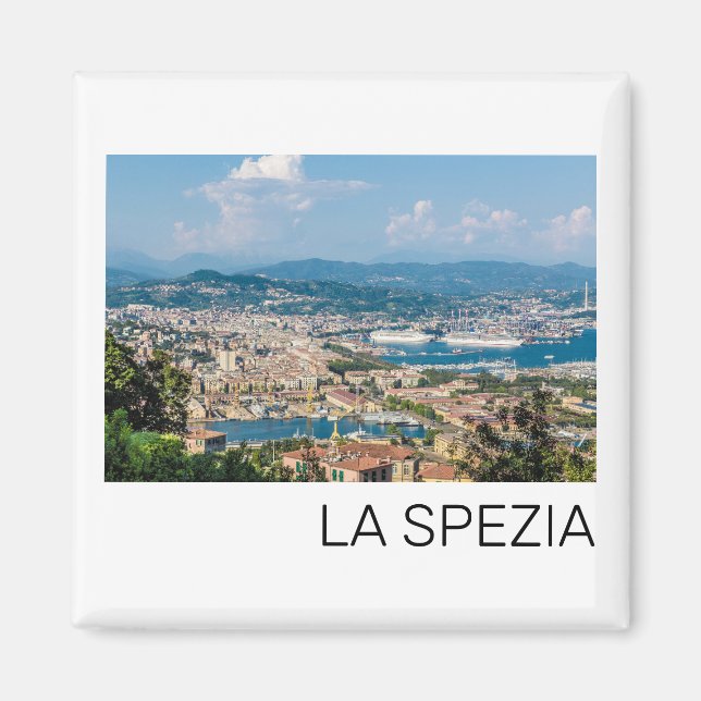 Imán La Spezia Cityscape Liguria Italia Holiday Souveni (Frente)