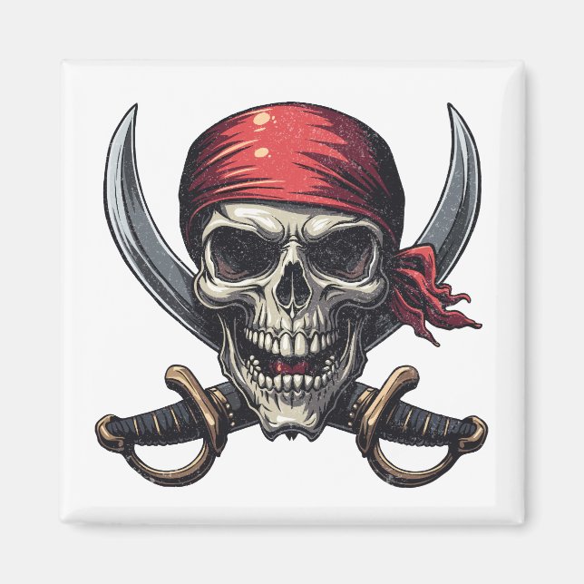 Imán La Taberna Pirata del Mar - Calavera en huesos (Frente)