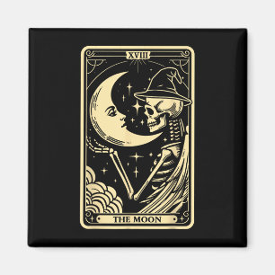 Imán La tarjeta Moon Tarot Halloween Skeleton Witch Men