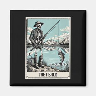 Imán La Tarjeta Tarot De Esqueleto Pescador Para Los Am