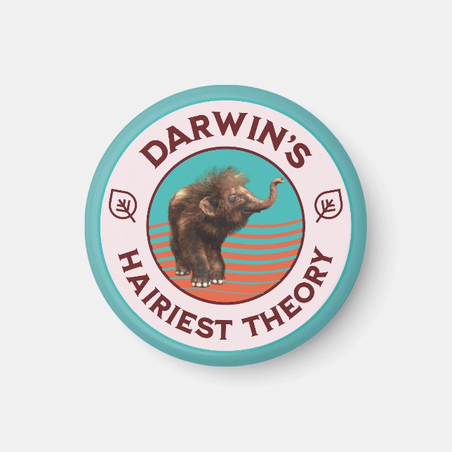 Imán La teoría más peluda de Darwin Adorable mamut lanu (Frente)