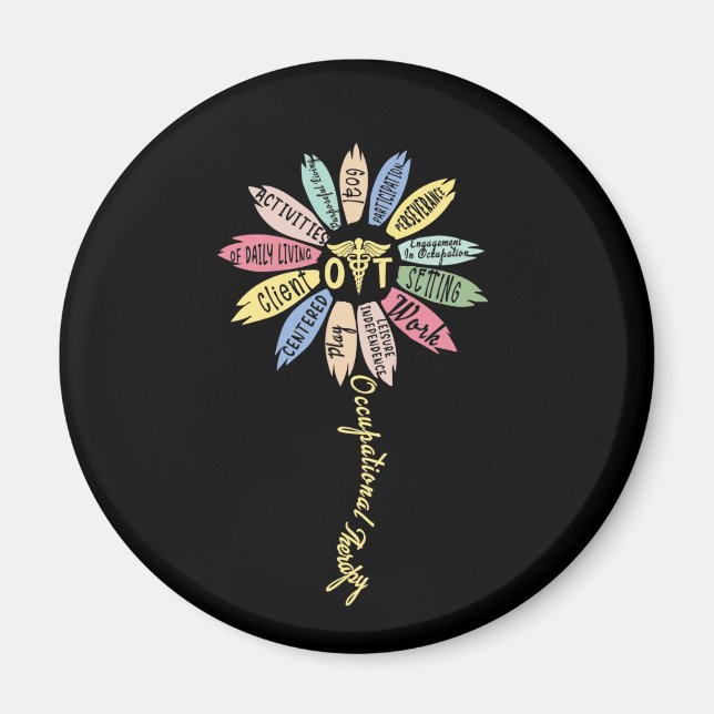 Imán La terapia ocupacional inspira a la flor del mes (Frente)