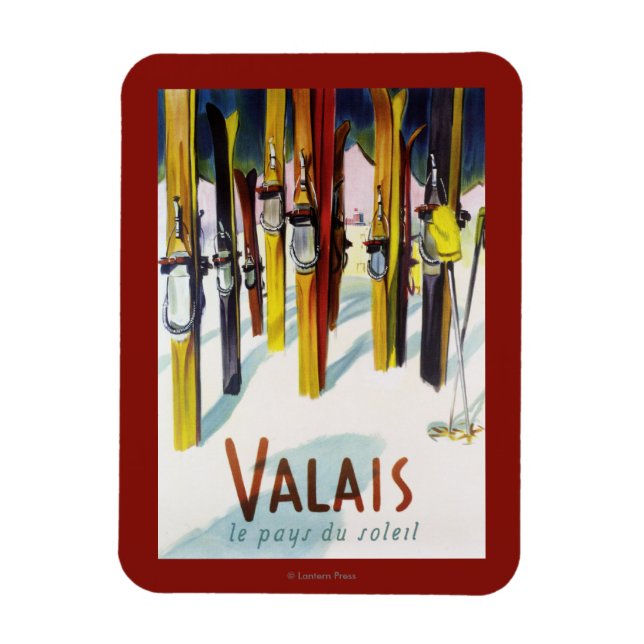 Imán La tierra del sol: los esquiadores de la nieve (Vertical)