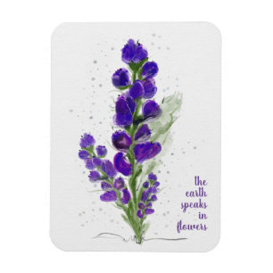 Imán La Tierra habla en flores pintadas púrpura