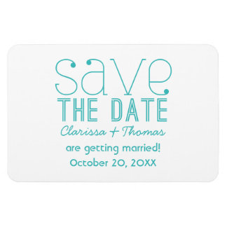 Imán La tipografía de moda Aqua Save the Date Magnet