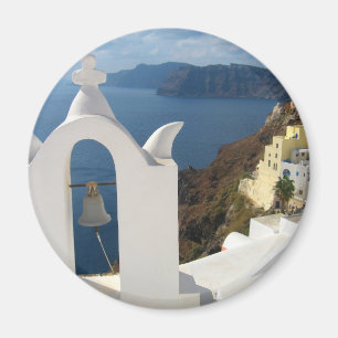 Imán La torre de la Campana de Santorini al sol de la t