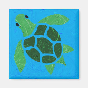 Imán La tortuga verde de Jade en el fondo del océano az
