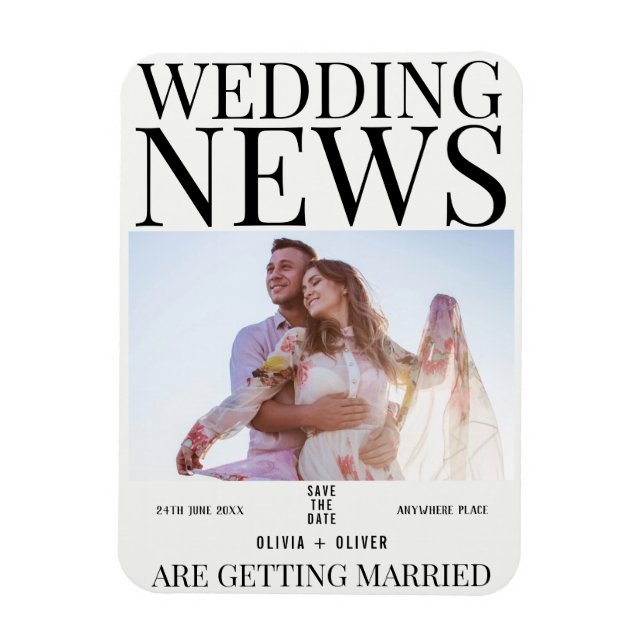 Imán La única boda de un periódico de fotos divertida s (Vertical)
